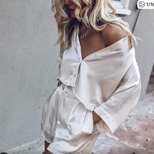 LAST SET🔥 ZARA NWT Pajama Satin Top & Shorts Set